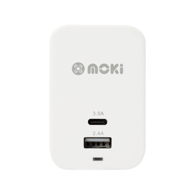 Wall Charger Plus - USB + Type-C - White