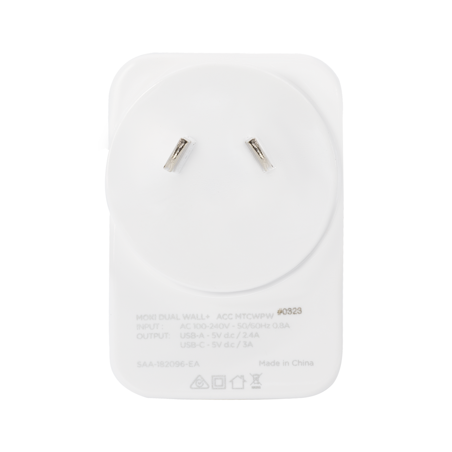 Wall Charger Plus - USB + Type-C - White