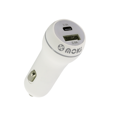 Car Charger Plus - USB + Type-C Rapid Charge White